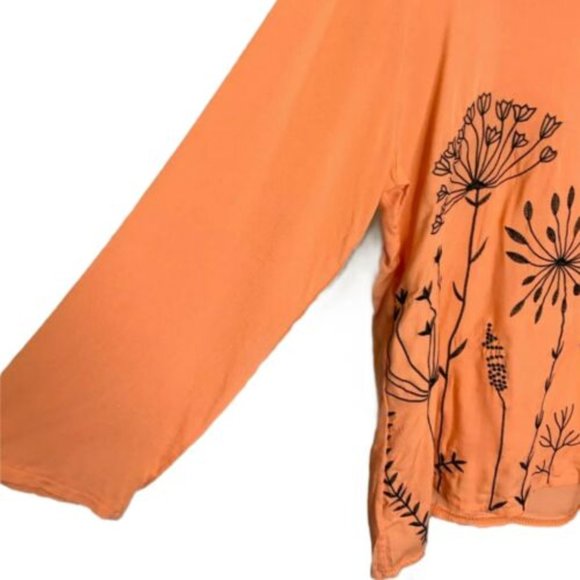 Misslook Women's‎ Top Blouse Shirt Orange Flower Embroidered Boho Tunic Size M - Picture 3 of 8